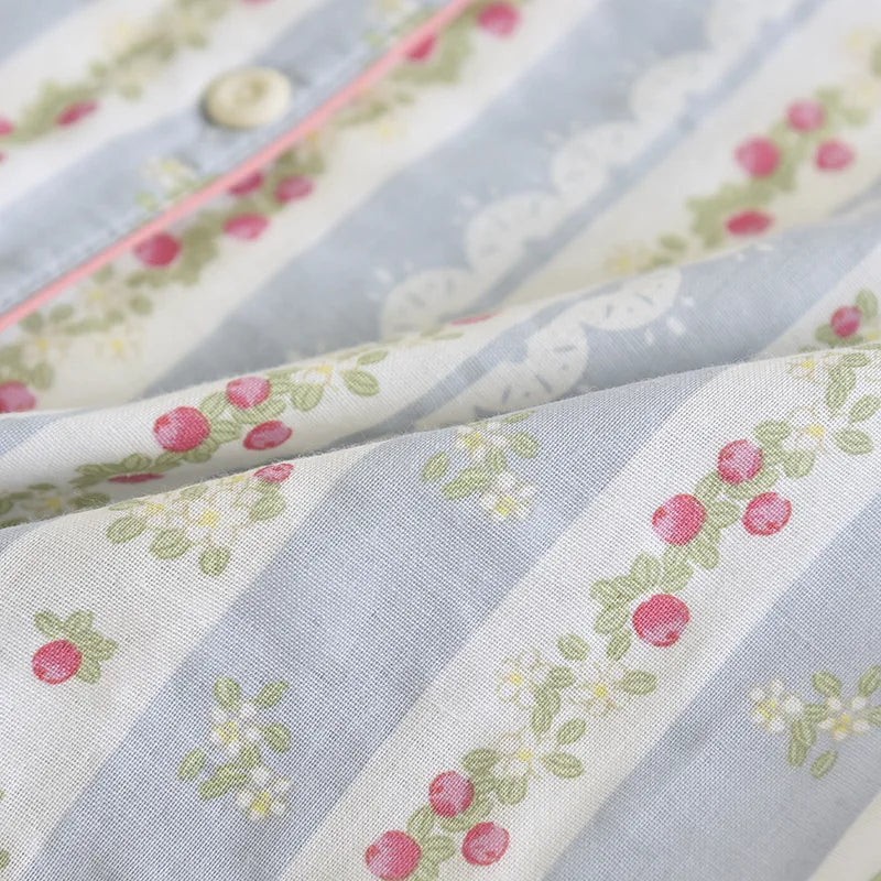 2025 Japanese New Women's Pajama Set 100% Cotton Gauze Long Sleeve Long Pants Two Piece Set Fresh and Sweet Thin Home Clothing