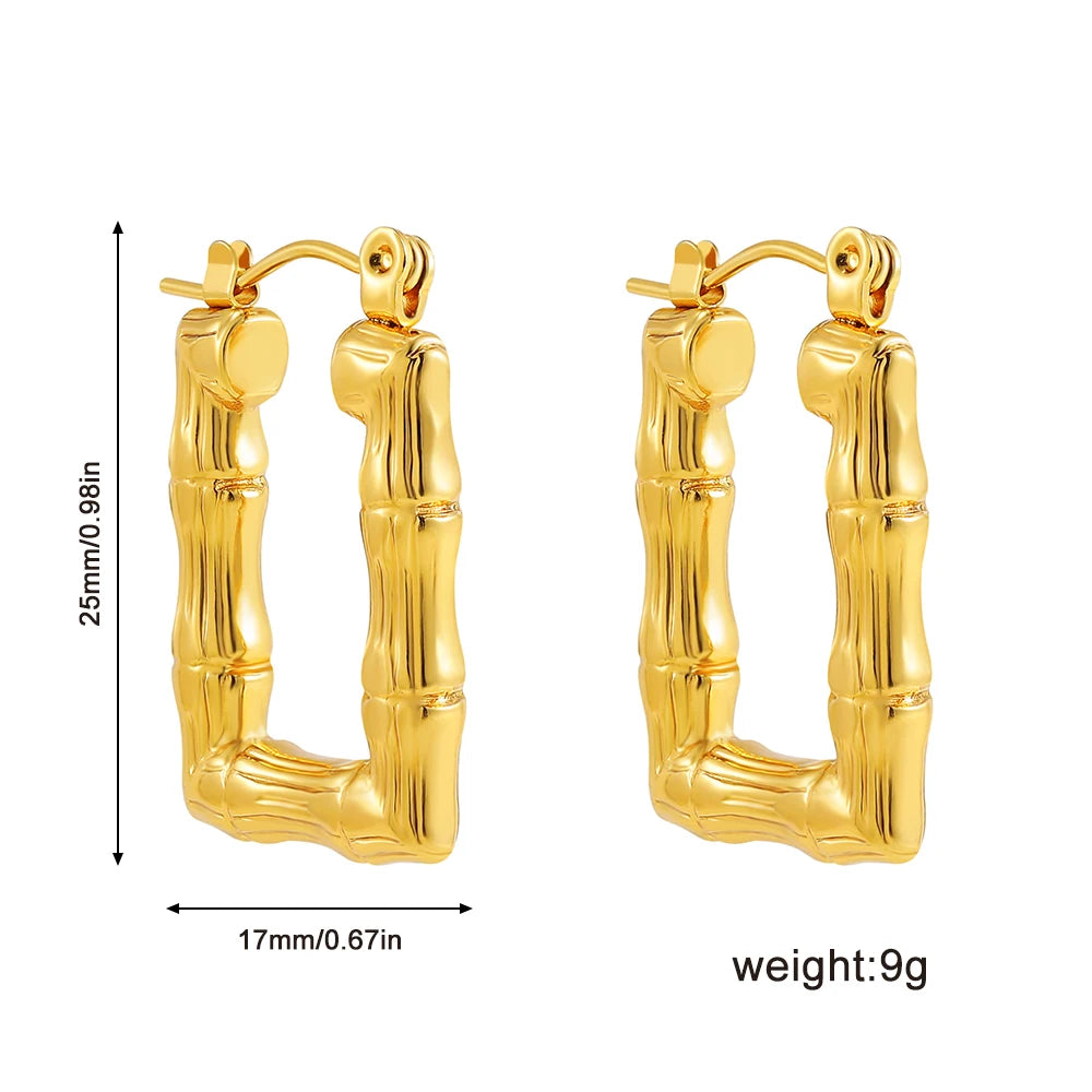 Fashion Glossy Stainless Steel Chunky Hoop Earrings for Women Gold Plated Thick Texture Geometric Circle Earring Vintage Jewelry