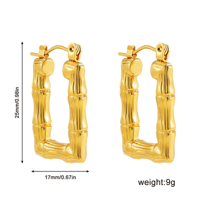 Fashion Glossy Stainless Steel Chunky Hoop Earrings for Women Gold Plated Thick Texture Geometric Circle Earring Vintage Jewelry