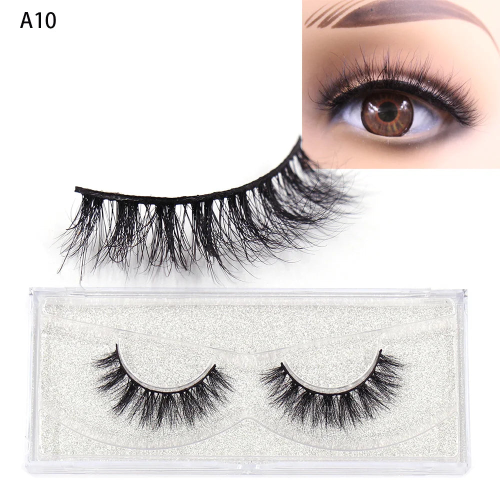 LEHUAMAO False Eyelashes Mink Lashes Natural Thick False Eyelashes Extension Wispy Soft Lashes Makeup Tools D22 1Pair-A10