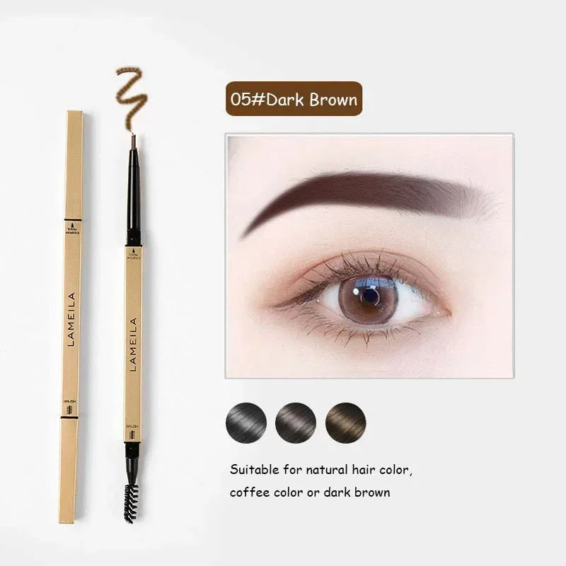 Double Head Eyebrow Pencil with Brush Waterproof Smooth 5 Colors Eye Brow Pen Tint Mascara Enhance Cosmetics Beauty Women Makeup 05 Dark Brown