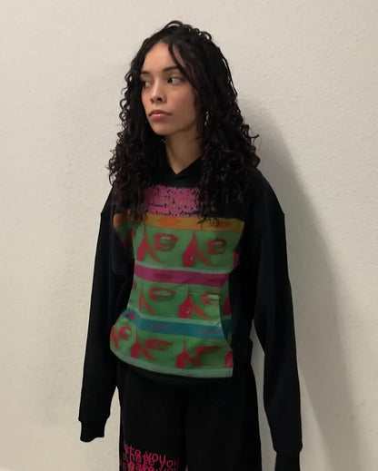 Y2k Streetwear Gothic Cartoon Letter Oversized Hoodie Men's Fashion Harajuku Loose and Versatile Long Sleeve Hoodie