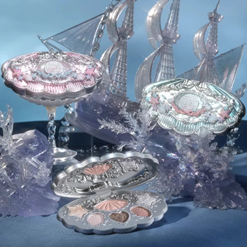 FlowerKnows Shell's Jewel Series Eyeshadow Palette 6Color Matte Shimmer Glitter Eye Makeup Embossing Cosmetics Beauty Eye Shadow