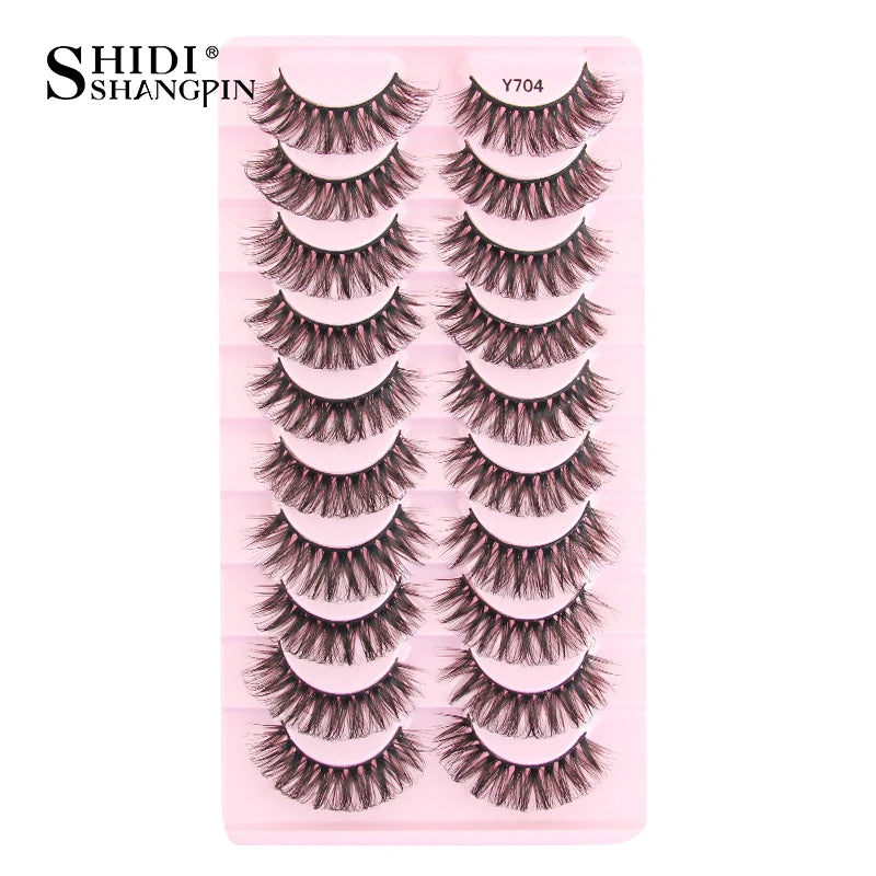 SHIDISHANGPIN 5/10Pairs False Lashes Cat Eye Eyelashes Eyelash Extension 3D Mink Half Lashes Natural Makeup faux Cils maquiagem 10 Pairs Y704