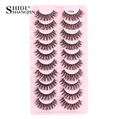 SHIDISHANGPIN 5/10Pairs False Lashes Cat Eye Eyelashes Eyelash Extension 3D Mink Half Lashes Natural Makeup faux Cils maquiagem 10 Pairs Y704