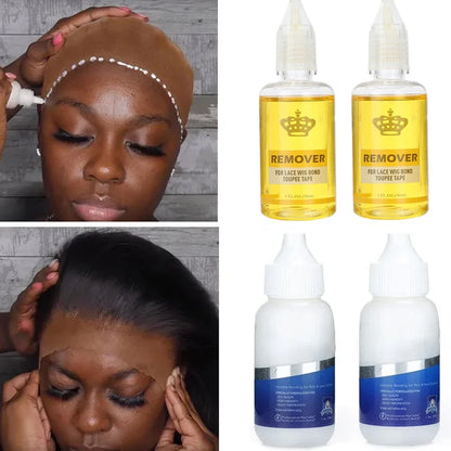 2pcs Wig Glue Strong Hold Lace Glue and Lace Glue Remover Set,Waterproof，securely，Safe Lace Front Wig Glue and Remover