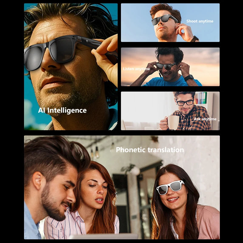 Xiaom 8K HD Smart Glasses Chat GPT 100MP Camera Bluetooth Call 260Mah Battery Voice Assistant Control Smart Glasses for Men Badiee Stylez