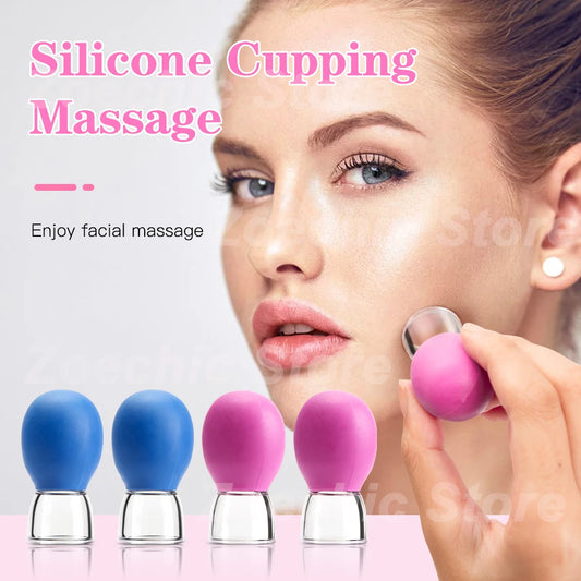 Facial Cupping Machine Silicone Face Massager Lifting Facial Shaping Vacuum Glass Jar Anti-Wrinkle Cupping Therapy Beauty Tool