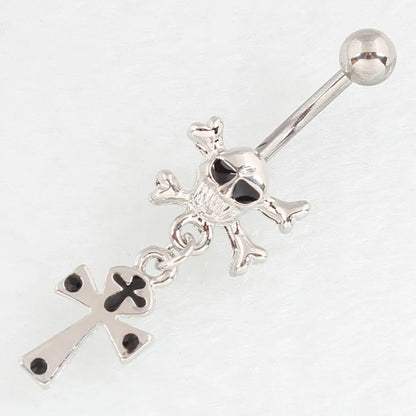 Goth Aesthetic Accessories Wings Skull Belly Button Rings Fashion Crystal Bat Heart Skeleton Belly Ring Belly Piercing Jewelry C