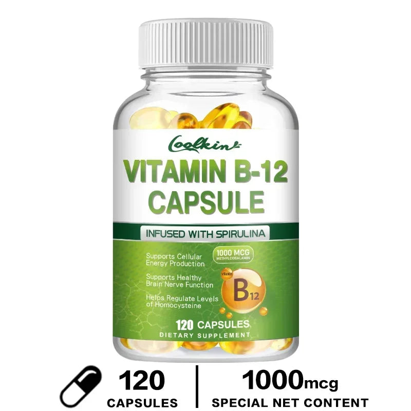 Vitamin B12 Capsules - Supports Energy Metabolism, Mood, Heart, Nervous System Support 120 Capsules