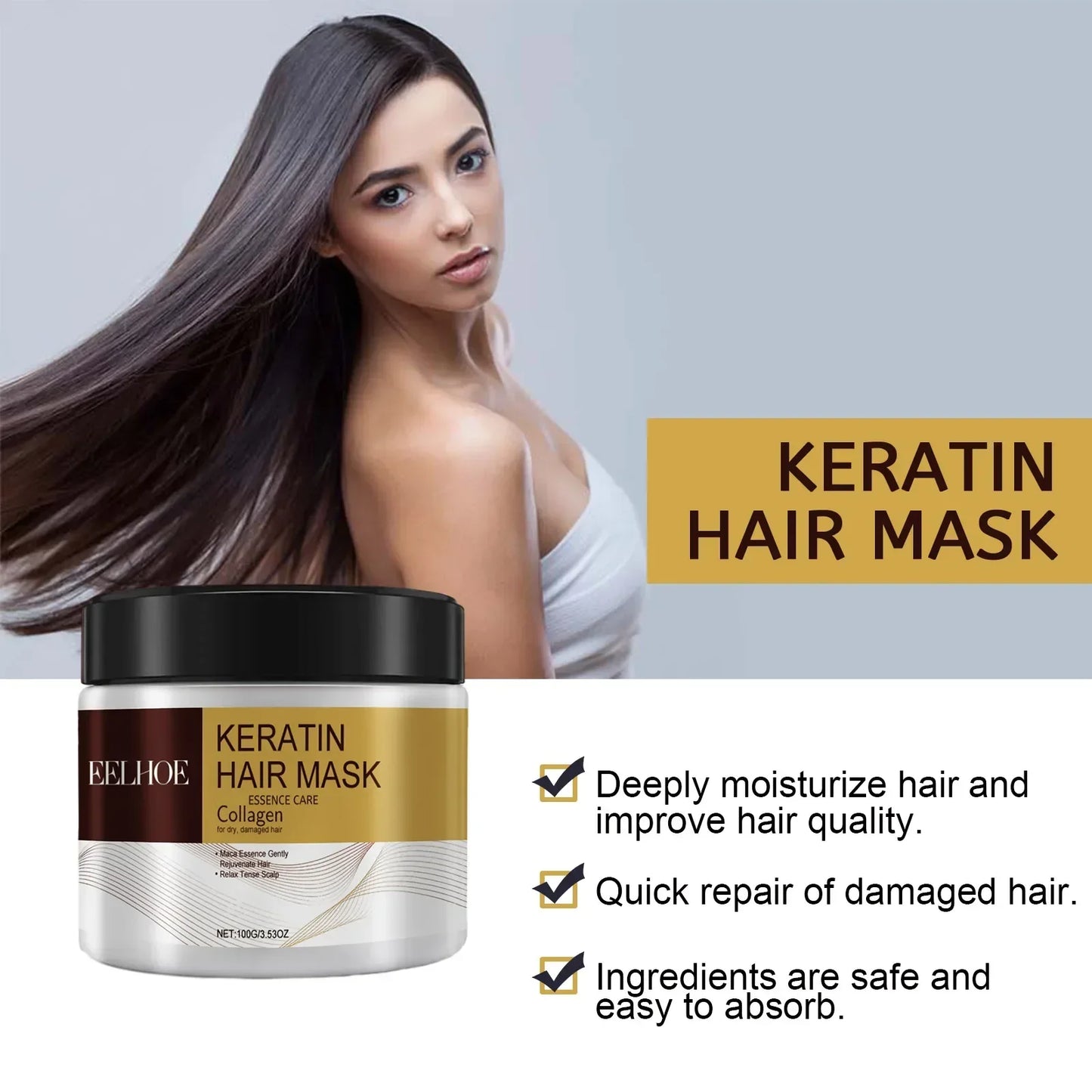 Hair Membrane Natural Repair Hair Mask Prevent Dryness Split Ends Repair Damage Frizz Tangles Soft Smooth Hair Care Products