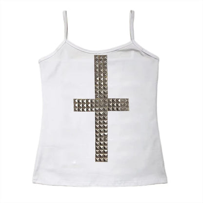 Emo Kpop Goth Baby Tees Women 90s Vintage Clothing T-shirts Kawaii Girl Harajuku Cross Hot Stamping Y2k Clothes Streetwear white01