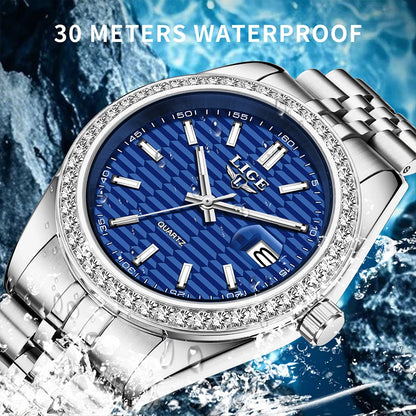 Relogio LIGE Women's Watch Luxury Fashion Quartz Ladies clock Stainless Steel Waterproof Calendar Watch for Women montre femme