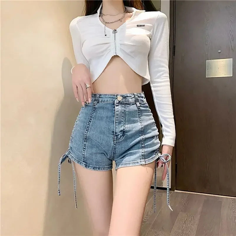 Korean Style Sexy Tight Women's Denim Shorts Designer New In Streetwear Design Y2k Harajuku Low Price Female Short Jeans Pants