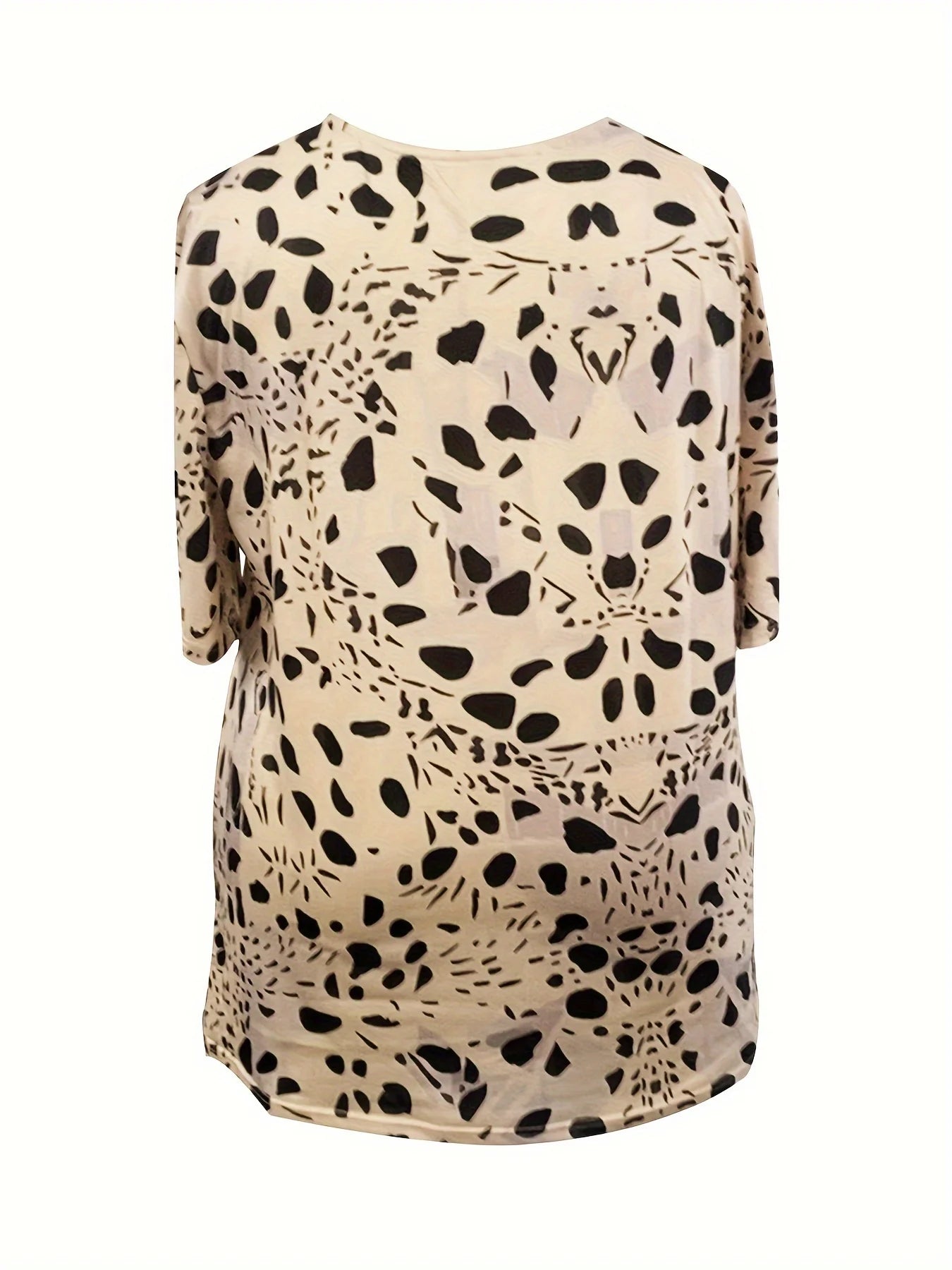 Plus Size 1XL-5XL All Over Print T-Shirt, Casual Crew Neck Short Sleeve T-Shirt Women's Plus Size Clothing