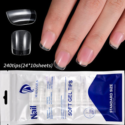 240pcs XS Fake Nails Short Square/Almond False Nail Tips Half Matte Acrylic Square Fingernails DIY For Manicure Extension Tools