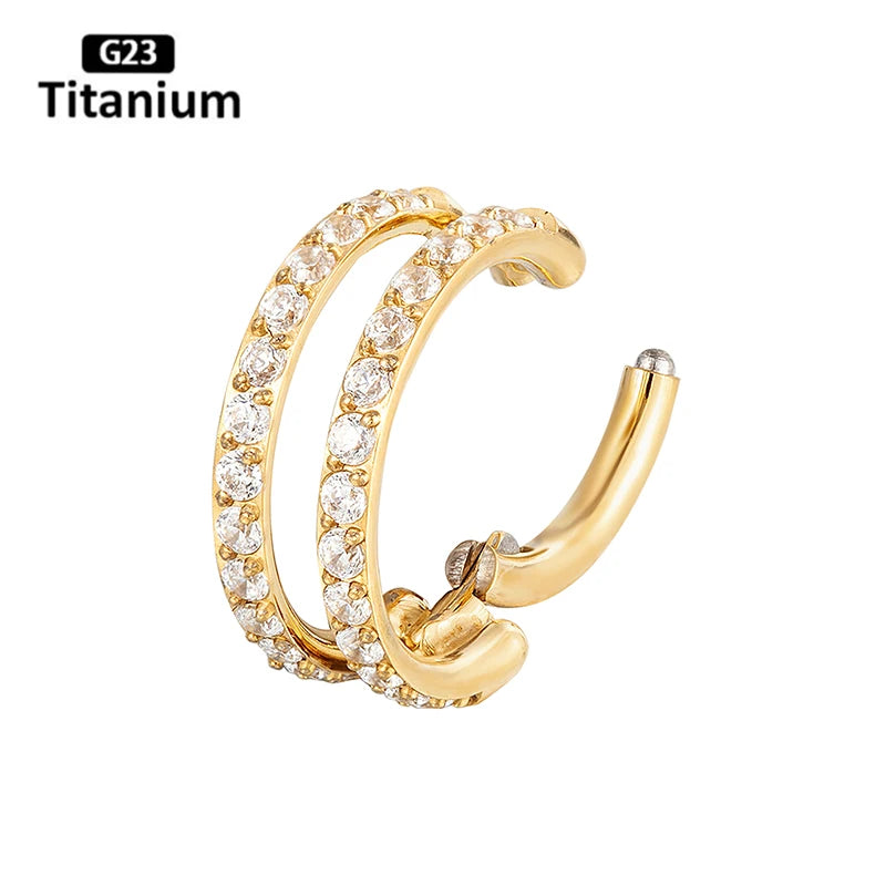 New G23 Titanium Piercing High Quality CZ Nose Ring Earrings 8/10/12mm Body Jewelry 16G ASTM f136 Titanium Nose Septum Piercings