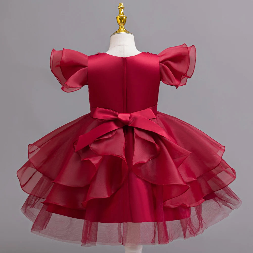 Princess dress; evening dress; bow puffy dress; stage performance dress; hostess dress; flower girl dress; gauze dress Badiee Stylez