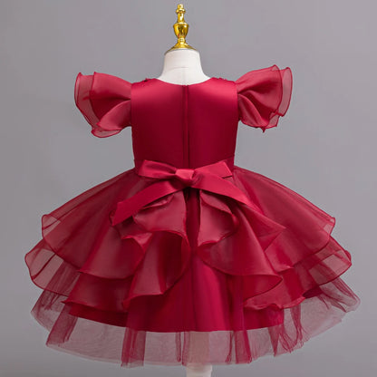 Princess dress; evening dress; bow puffy dress; stage performance dress; hostess dress; flower girl dress; gauze dress Badiee Stylez