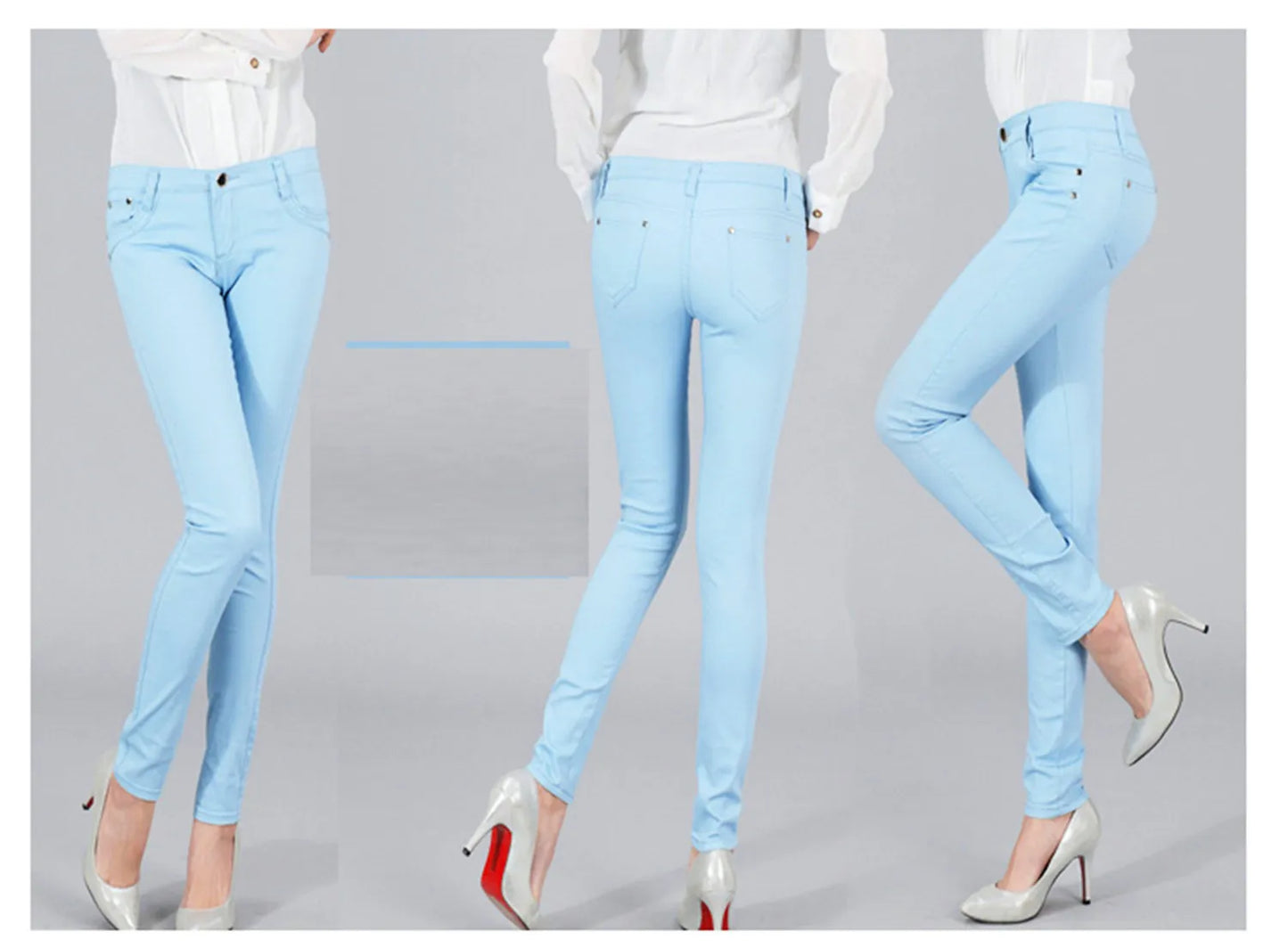Women Dress Pants Tapered Leg Colored Stretch Slim Jeans Skinny Trousers Pockets for Daily ouc073