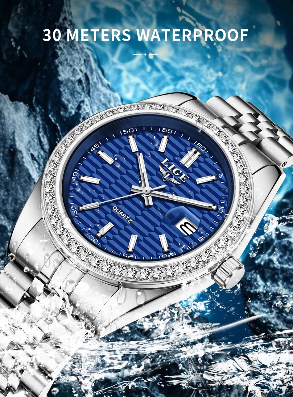 Relogio LIGE Women's Watch Luxury Fashion Quartz Ladies clock Stainless Steel Waterproof Calendar Watch for Women montre femme