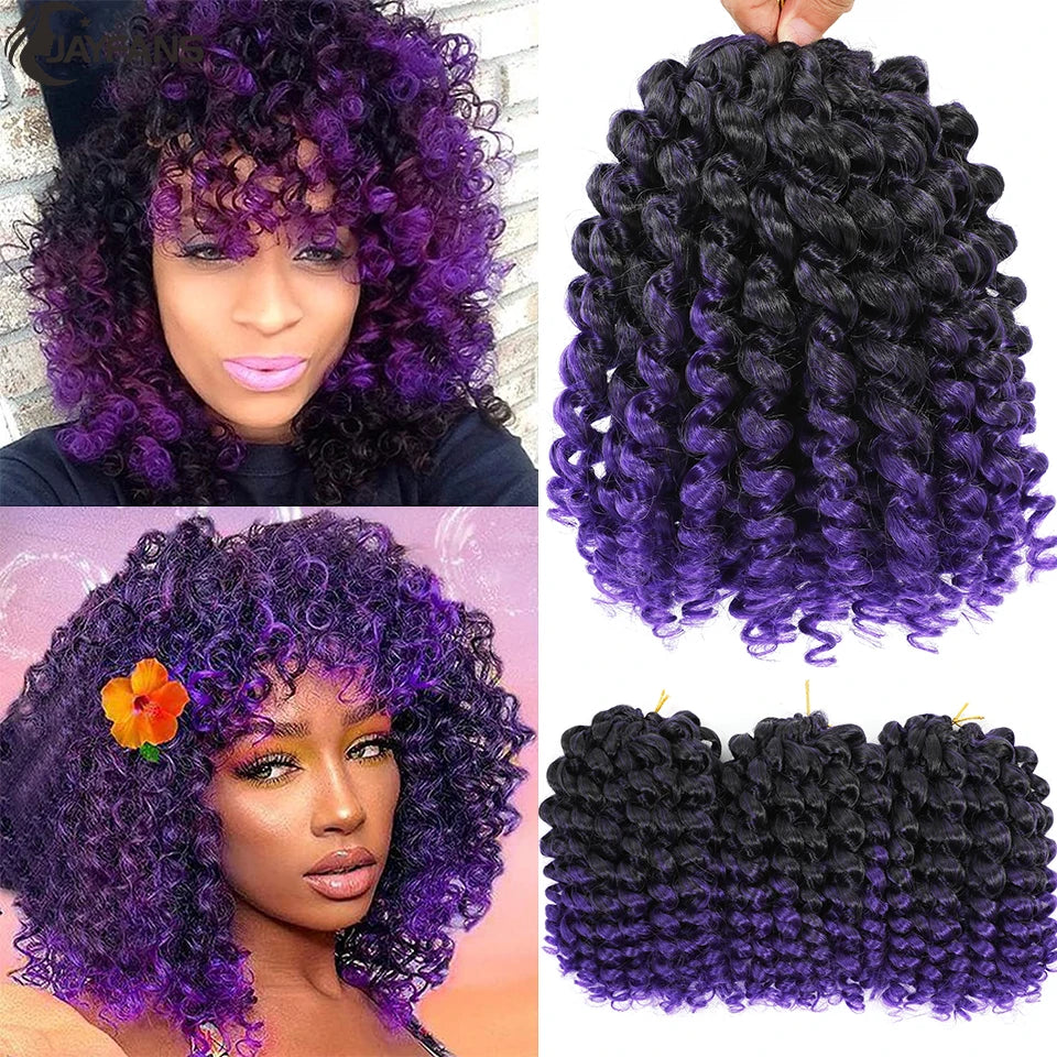 1- 5 Packs 8 inch Jumpy Wand Curl Jamaican Bounce Crochet Hair Natural Black Wand Curls Crochet Hair Short Curly Crochet Braids Badiee Stylez
