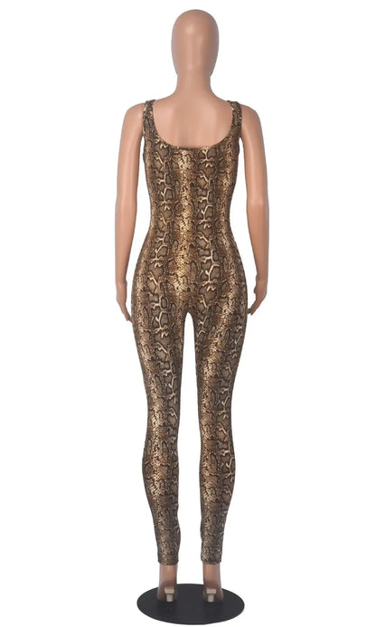 New Serpentine Leopard Print Y2k One Pieces Sleeveless Jumpsuit Fashion Clothes For Women Sexy Night Club Outfits Badiee Stylez