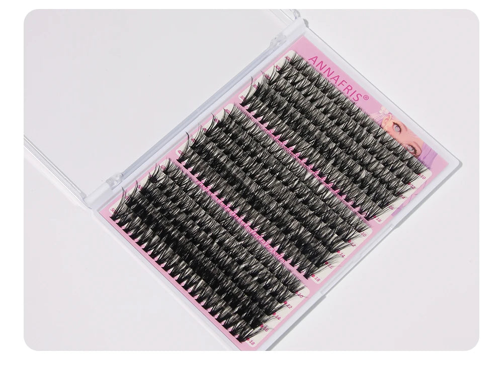 ANNAFRIS 300Pcs DIY Cluster Lash Extension Kit Color individual Lashes Kit with Lash Bond&Seal Remover Tweezers