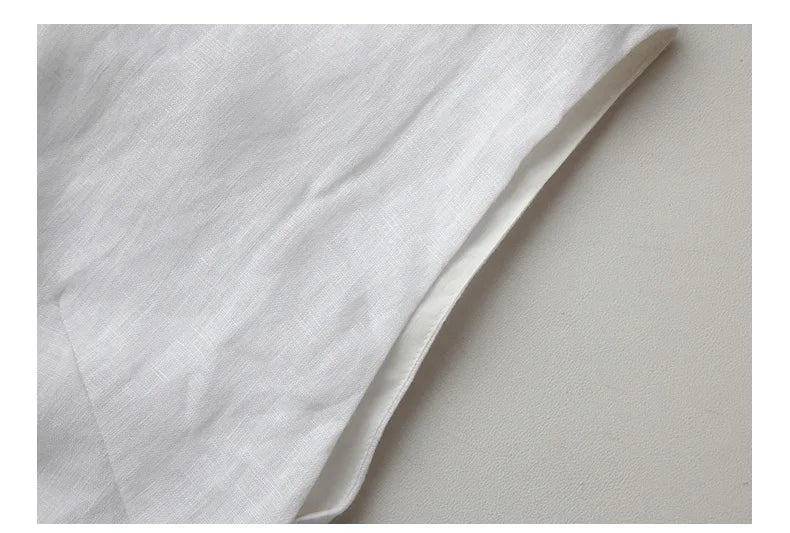 Summer New 100% Linen Sleeveless Crop Top Women's Loose Casual Solid Color Cute Tops Round Neck Minimalist Short T-Shirts