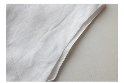 Summer New 100% Linen Sleeveless Crop Top Women's Loose Casual Solid Color Cute Tops Round Neck Minimalist Short T-Shirts