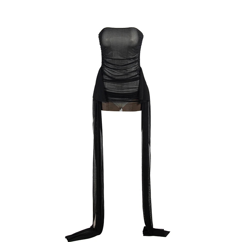 European and American foreign trade 2024 summer new solid color sleeveless strapless ribbon short slim and sexy dress