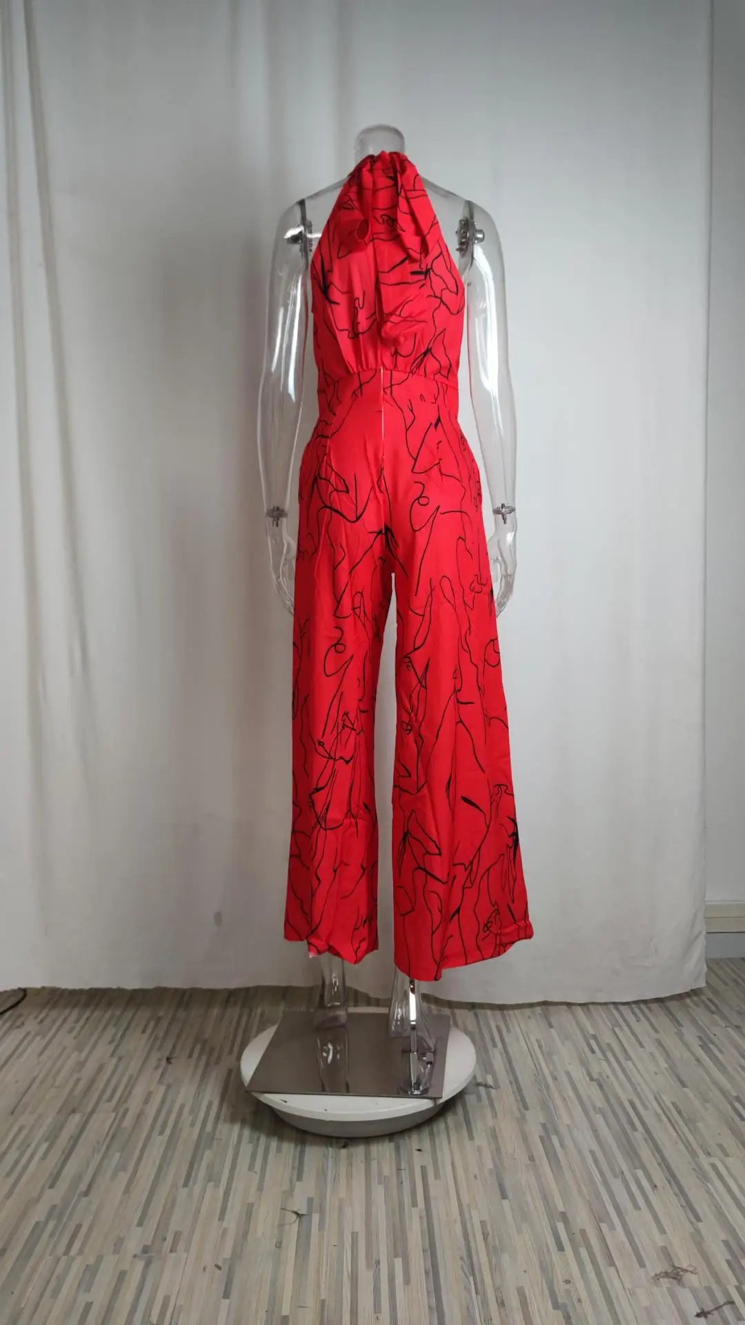 Women's 2025 Off-Shoulder Jumpsuit Flare Wide Leg Romper Artistic Print Lace-up High Waist Vacation Street Style Light Social Badiee Stylez