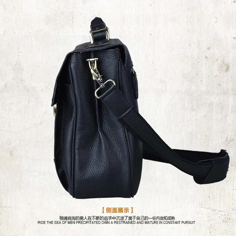 FANCODI Genuine Leather Briefcase men Business Bag Male Portfolio Attache Case Leather 15.6" Laptop Bag Office tote Handbag big