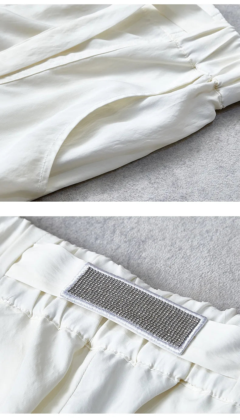 Women's Spring Summer New Hooded suit Casual Sports Fashion Chain Cardigan with Trousers Two-piece Set Badiee Stylez