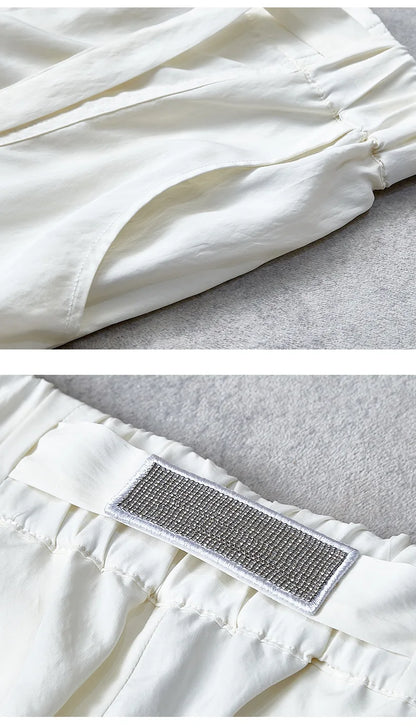 Women's Spring Summer New Hooded suit Casual Sports Fashion Chain Cardigan with Trousers Two-piece Set Badiee Stylez