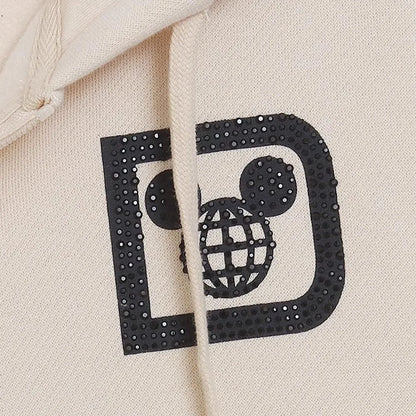 Disneyland Sweatshirt Castle Shining Mickey Disneyworld Letter Glitter Minnie Unisex Couple Women Zip Pocket Hooded Jumper Top