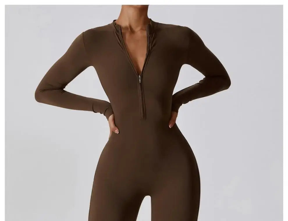 One-piece Sports Training Jumpsuit Women's Long Sleeve Tight Hip-highlighting Bodysuit Gym Clothing Sexy Dance Exercise Tights Badiee Stylez