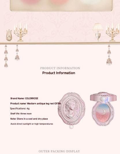 Colorrose Embossed Powder Blush Blue Genuine Nude Makeup Natural Party Blusher Shimmer Pearlescent Highlight Eyeshadow