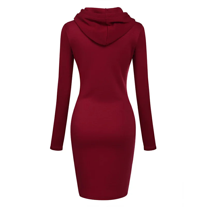 Fashion Sweatshirt Dresses Women's Pocket Hooded Casual Dresses Mini Dresses Badiee Stylez