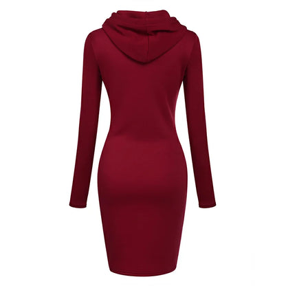 Fashion Sweatshirt Dresses Women's Pocket Hooded Casual Dresses Mini Dresses Badiee Stylez