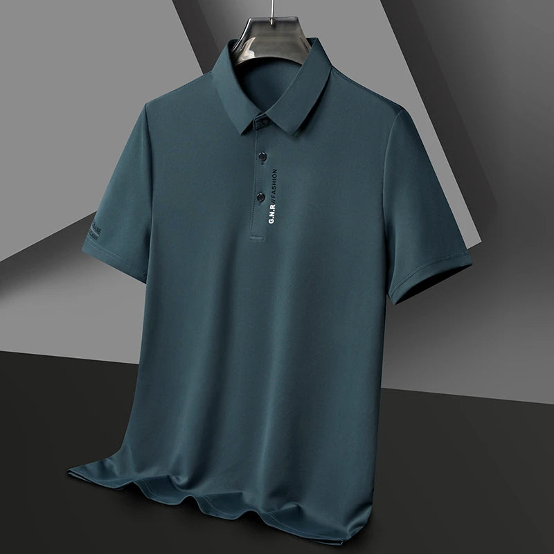 Men's Polo Shirt - Breathable & Comfortable Solid Color Top for Casual Business Style