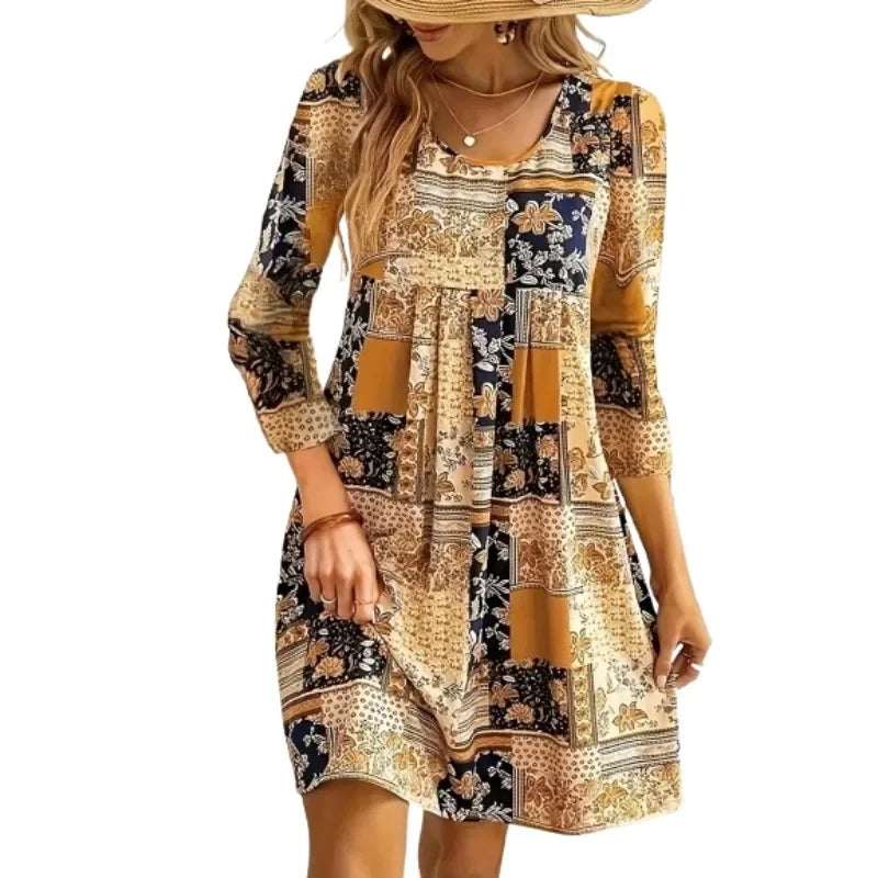 Plus Size Women's Summer Fashion New Elegant Round Neck Printed Short Sleeve T-shirt