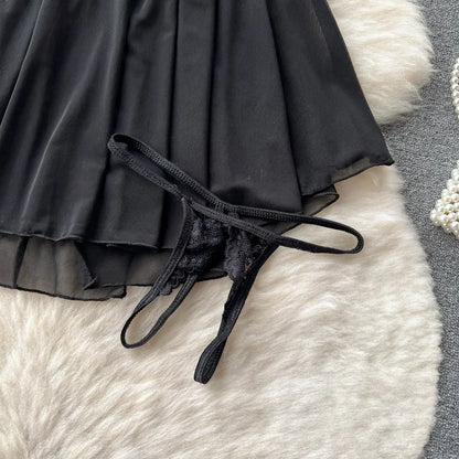 SINGREINY Transparent Lace Sexy Nightwear Sleeveless Slim Backless Short Dress Women Strap Floral Mesh Sheer Erotic Nightdress