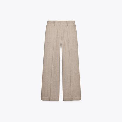 Fashion Short Jackets Pants Sets Women Lapel Zipper Long Sleeve Coats Pleated Straight Pant 2025 Spring Summer Lady Office Suits Only pants