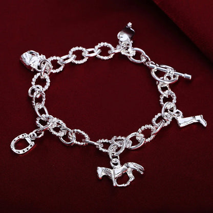 New High quality 925 Sterling Silver 4MM Women Men chain Male Twisted Rope Bracelets Fashion Silver Jewelry H074