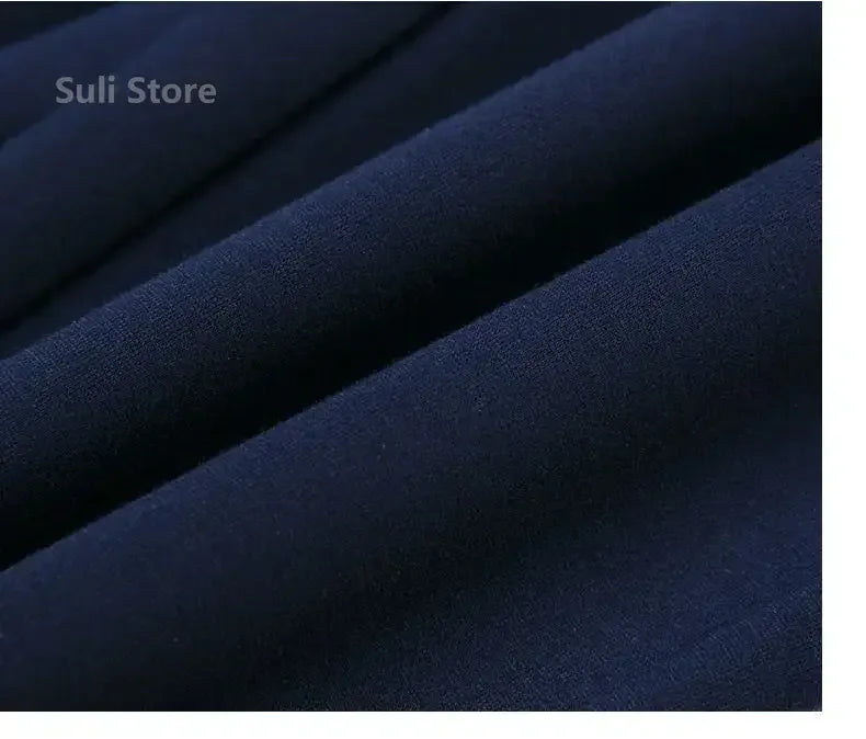 Spring Autumn Casual Button Elastic Mid Waist Black&Navy Blue Straight Trousers Office Lady Quick Drying Suit Pants Female Badiee Stylez
