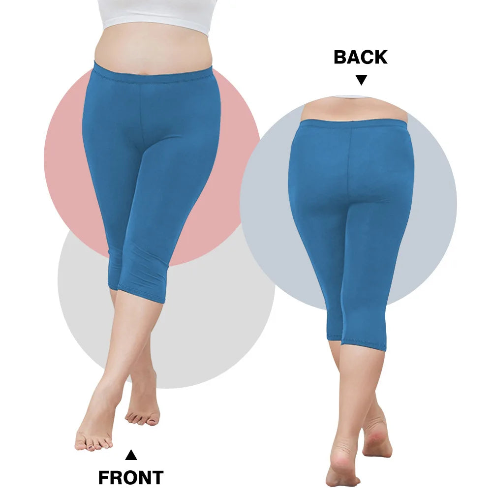 Women Plus Size Fit Short Fitness Seven Points Pants High Waist Fashion Solid 200lbs Sports Shorts Gym Outdoor Casual Yoga Pants