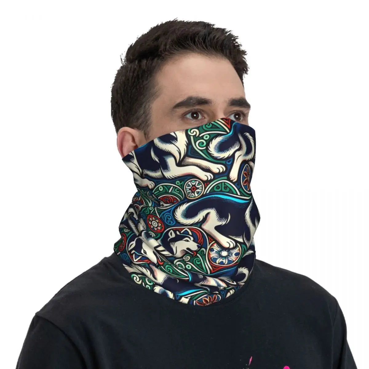 Husky Thin Wrap Scarf Bandana Dog Lover Neck Gaiter Face Cover Headband