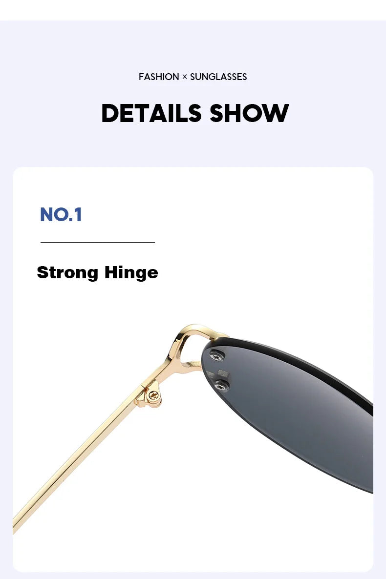 Trendy Sunglasses For Woman Summer Rimless Sunglass Oval Fashion Brand Designer Shades Pink Women's Sun Glasses UV400