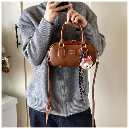 Luxury high-end designer portable bowling bag female 2025 new autumn and winter fashion all-match messenger bag small square bag